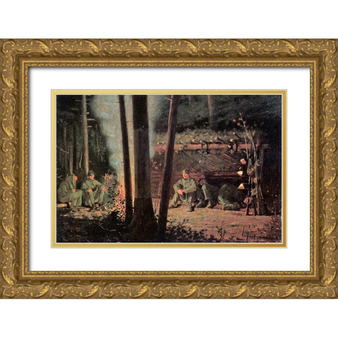 In Front Of Yorktown Gold Ornate Wood Framed Art Print with Double Matting by Homer, Winslow