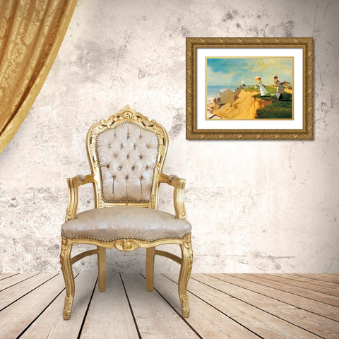 Long Branch New Jersey Gold Ornate Wood Framed Art Print with Double Matting by Homer, Winslow