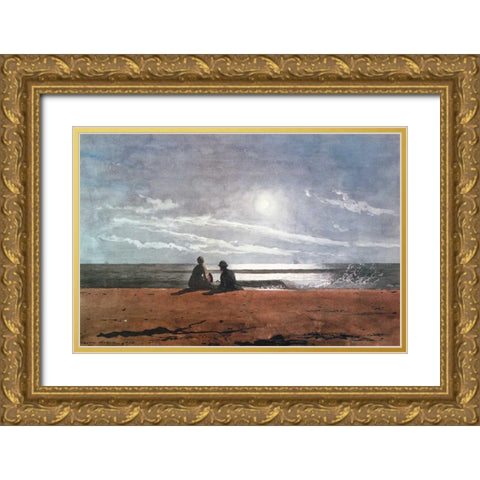 Moonlight 1874 Gold Ornate Wood Framed Art Print with Double Matting by Homer, Winslow
