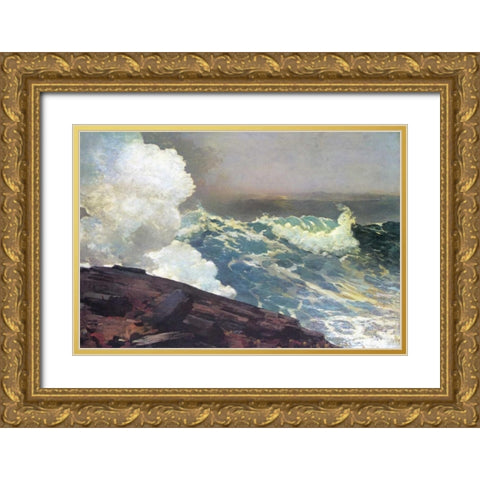 Northeaster Gold Ornate Wood Framed Art Print with Double Matting by Homer, Winslow