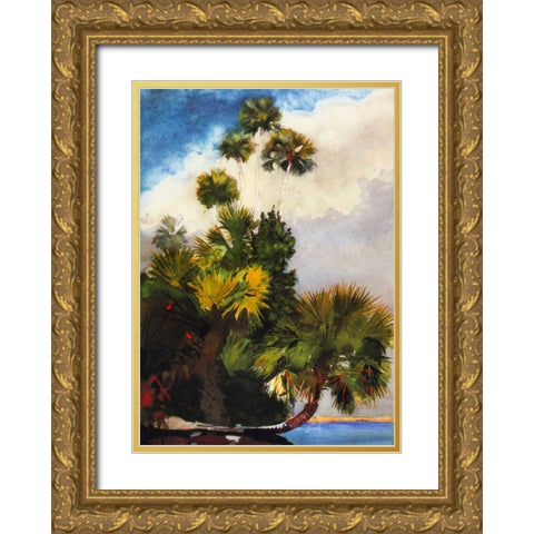 Palm Trees Florida Gold Ornate Wood Framed Art Print with Double Matting by Homer, Winslow