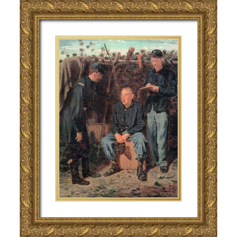 Playing Old Soldier Gold Ornate Wood Framed Art Print with Double Matting by Homer, Winslow