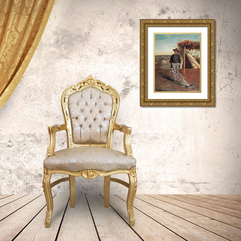 Portrait Of Albert Post Gold Ornate Wood Framed Art Print with Double Matting by Homer, Winslow