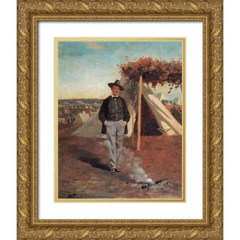 Portrait Of Albert Post Gold Ornate Wood Framed Art Print with Double Matting by Homer, Winslow