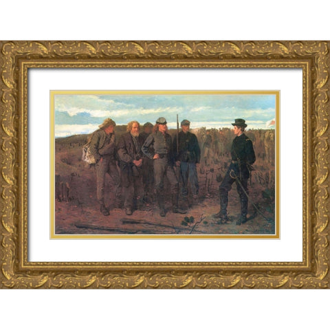 Prisoners From The Front Gold Ornate Wood Framed Art Print with Double Matting by Homer, Winslow