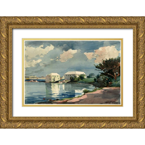 Salt Kettle Bermuda Gold Ornate Wood Framed Art Print with Double Matting by Homer, Winslow
