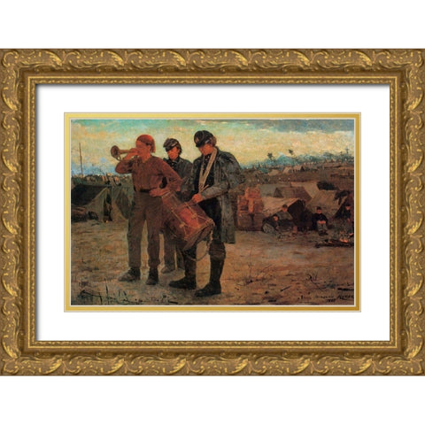 Sounding Reveille Gold Ornate Wood Framed Art Print with Double Matting by Homer, Winslow