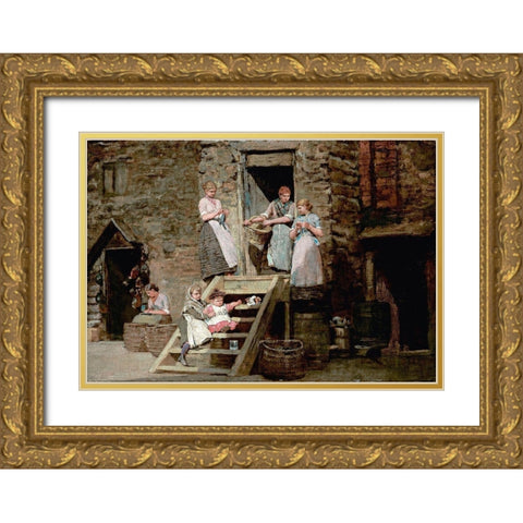 Sparrow Hall Gold Ornate Wood Framed Art Print with Double Matting by Homer, Winslow