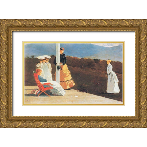 The Croquet Match Gold Ornate Wood Framed Art Print with Double Matting by Homer, Winslow