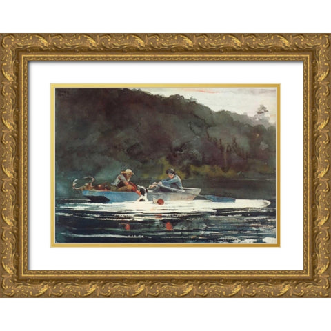 The End Of The Hunt Gold Ornate Wood Framed Art Print with Double Matting by Homer, Winslow