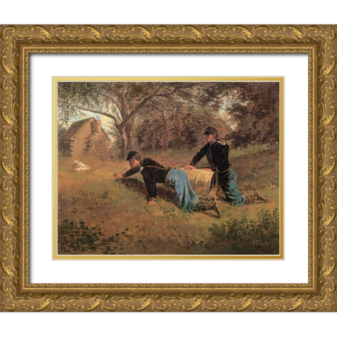 The Last Goose At Yorktown Gold Ornate Wood Framed Art Print with Double Matting by Homer, Winslow