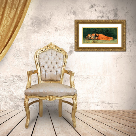 The New Novel Gold Ornate Wood Framed Art Print with Double Matting by Homer, Winslow