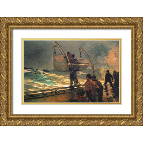 The Signal Of Distress Gold Ornate Wood Framed Art Print with Double Matting by Homer, Winslow