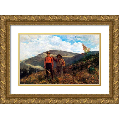 The Two Guides Gold Ornate Wood Framed Art Print with Double Matting by Homer, Winslow