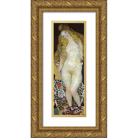 Adam And Eve Gold Ornate Wood Framed Art Print with Double Matting by Klimt, Gustav