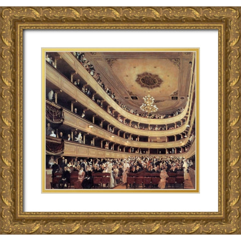 Auditorium Of The Old Burgtheater 1888 Gold Ornate Wood Framed Art Print with Double Matting by Klimt, Gustav