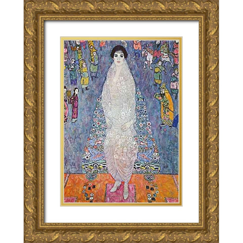 Baroness Ellizabeth Bachofen-Echt 1914 Gold Ornate Wood Framed Art Print with Double Matting by Klimt, Gustav