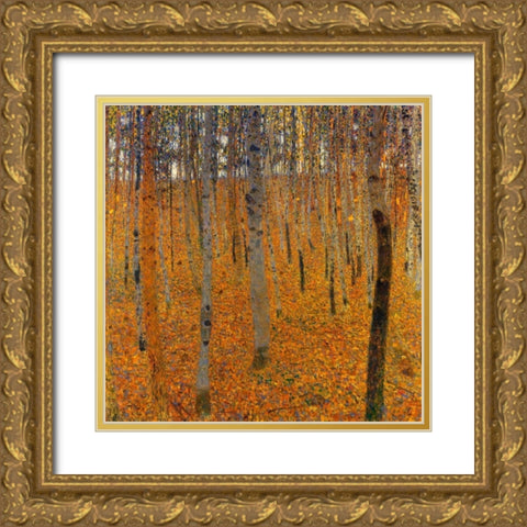 Beech Forest I 1902 Gold Ornate Wood Framed Art Print with Double Matting by Klimt, Gustav
