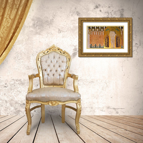 Beethoven Frieze (detail)1902 Gold Ornate Wood Framed Art Print with Double Matting by Klimt, Gustav
