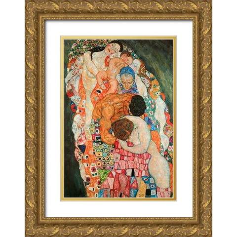 Death And Life 2 Gold Ornate Wood Framed Art Print with Double Matting by Klimt, Gustav