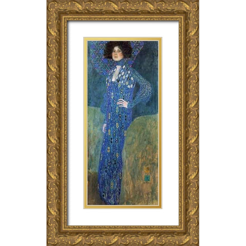 Emilie Floge 1902 Gold Ornate Wood Framed Art Print with Double Matting by Klimt, Gustav