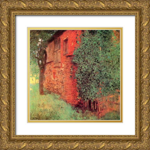 Farmhouse At Kammer Gold Ornate Wood Framed Art Print with Double Matting by Klimt, Gustav