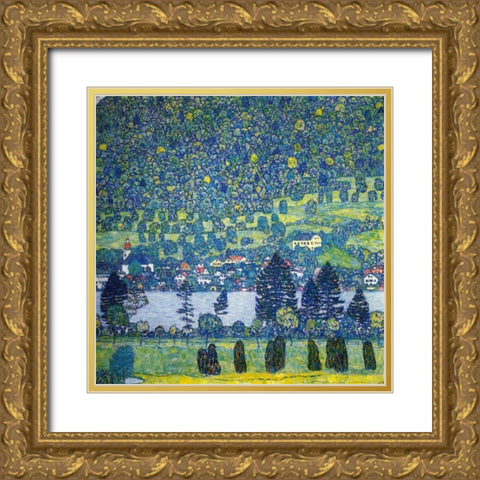 Forest Slope In Unterach On The Attersee 1917 Gold Ornate Wood Framed Art Print with Double Matting by Klimt, Gustav