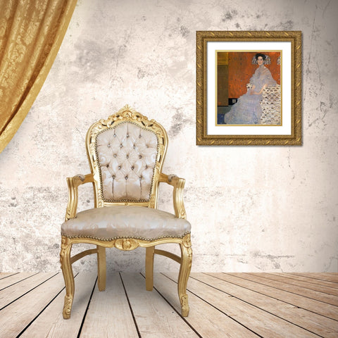 Fritza Riedler 1906 Gold Ornate Wood Framed Art Print with Double Matting by Klimt, Gustav