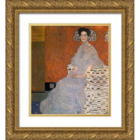 Fritza Riedler 1906 Gold Ornate Wood Framed Art Print with Double Matting by Klimt, Gustav