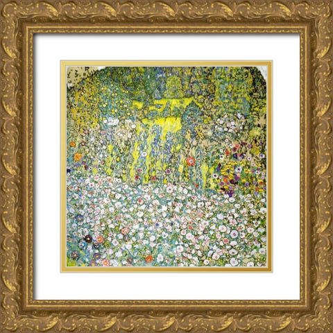 Garden Landscape With Hilltop 1916 Gold Ornate Wood Framed Art Print with Double Matting by Klimt, Gustav