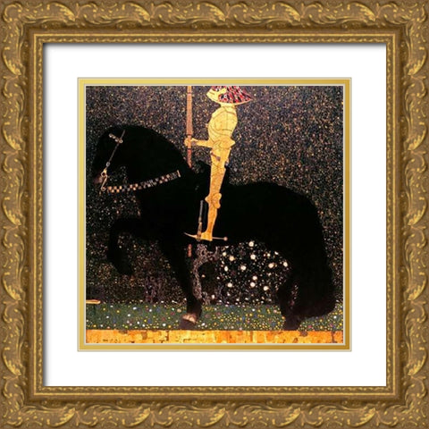 Golden Knight Gold Ornate Wood Framed Art Print with Double Matting by Klimt, Gustav