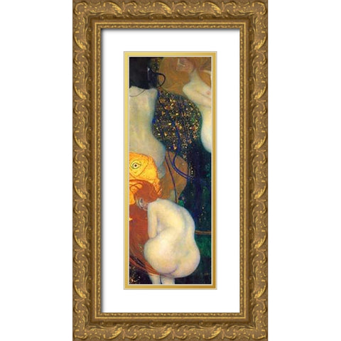 Goldfish Gold Ornate Wood Framed Art Print with Double Matting by Klimt, Gustav