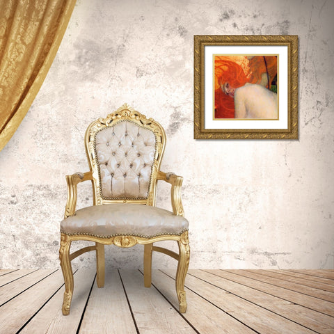 Goldfish (detail) 1902 Gold Ornate Wood Framed Art Print with Double Matting by Klimt, Gustav