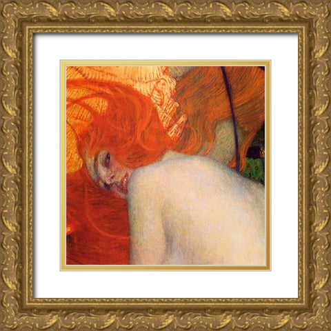 Goldfish (detail) 1902 Gold Ornate Wood Framed Art Print with Double Matting by Klimt, Gustav