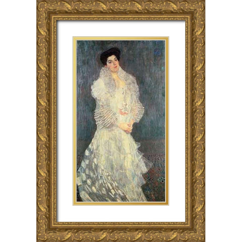 Hermine Gallia 1904 Gold Ornate Wood Framed Art Print with Double Matting by Klimt, Gustav