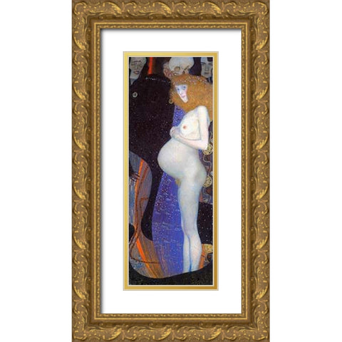Hope I 1903 Gold Ornate Wood Framed Art Print with Double Matting by Klimt, Gustav