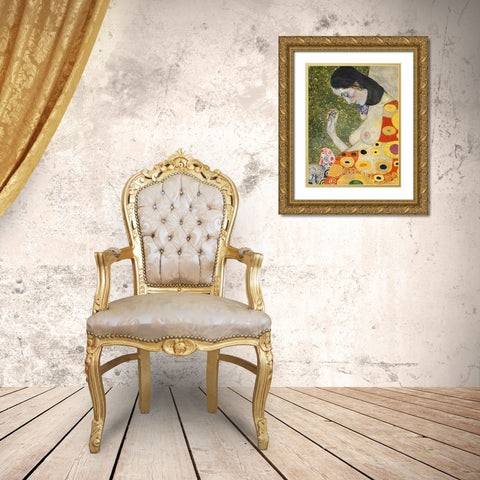 Hope II (detail) 1908 Gold Ornate Wood Framed Art Print with Double Matting by Klimt, Gustav