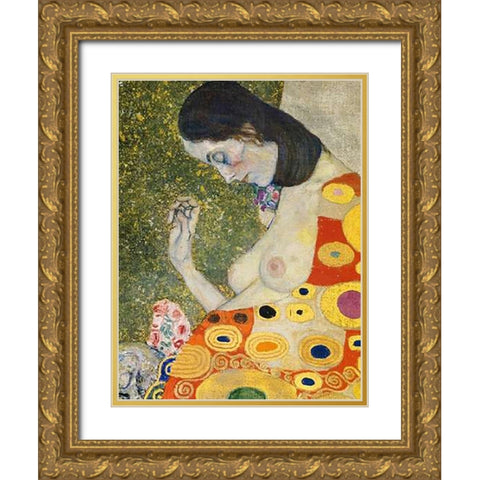 Hope II (detail) 1908 Gold Ornate Wood Framed Art Print with Double Matting by Klimt, Gustav