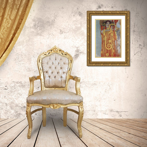 Hygeia Gold Ornate Wood Framed Art Print with Double Matting by Klimt, Gustav