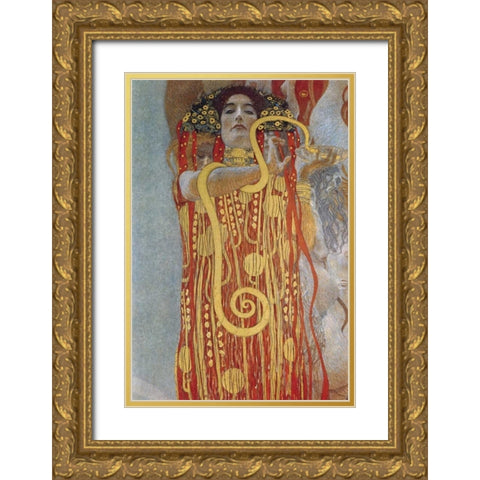 Hygeia Gold Ornate Wood Framed Art Print with Double Matting by Klimt, Gustav