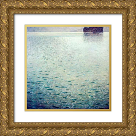 Island In Lake Atter Gold Ornate Wood Framed Art Print with Double Matting by Klimt, Gustav