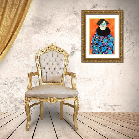Johanna Staude 1918 Gold Ornate Wood Framed Art Print with Double Matting by Klimt, Gustav