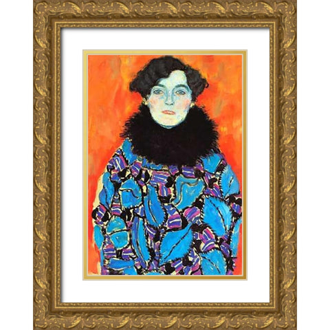 Johanna Staude 1918 Gold Ornate Wood Framed Art Print with Double Matting by Klimt, Gustav