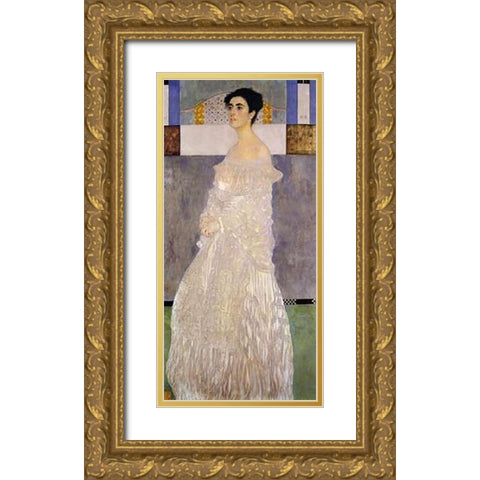 Margaret Stonborough-Wittgenstein 1905 Gold Ornate Wood Framed Art Print with Double Matting by Klimt, Gustav