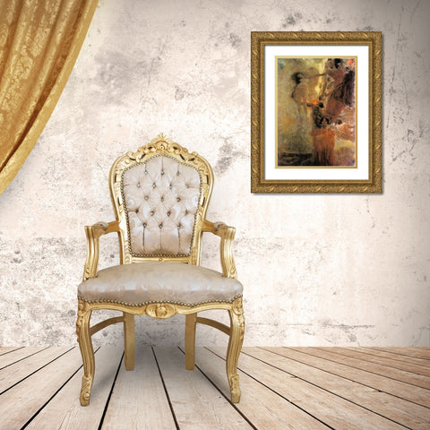 Medicine 1898 Gold Ornate Wood Framed Art Print with Double Matting by Klimt, Gustav