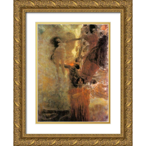 Medicine 1898 Gold Ornate Wood Framed Art Print with Double Matting by Klimt, Gustav
