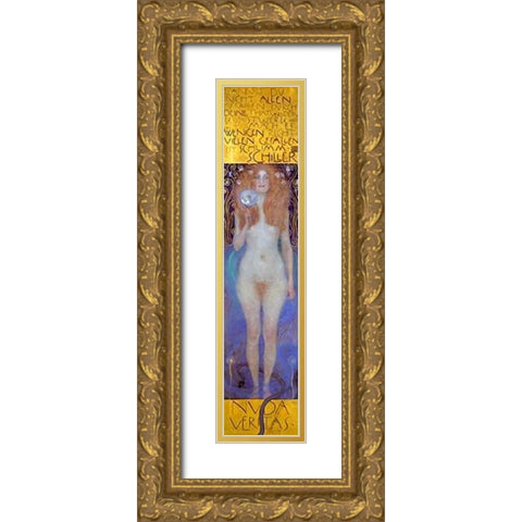Nuda Veritas 1899 Gold Ornate Wood Framed Art Print with Double Matting by Klimt, Gustav