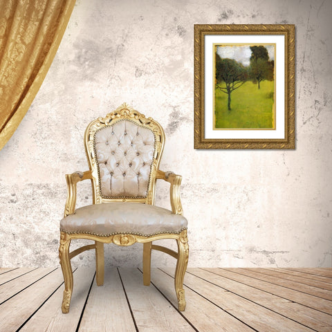 Orchard 1898 Gold Ornate Wood Framed Art Print with Double Matting by Klimt, Gustav