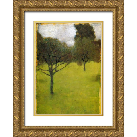 Orchard 1898 Gold Ornate Wood Framed Art Print with Double Matting by Klimt, Gustav