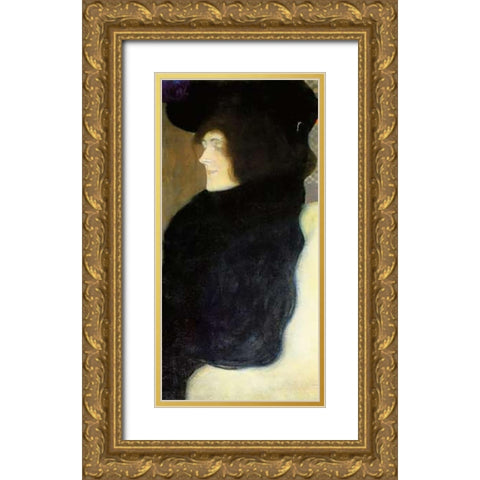 Pale Face Gold Ornate Wood Framed Art Print with Double Matting by Klimt, Gustav